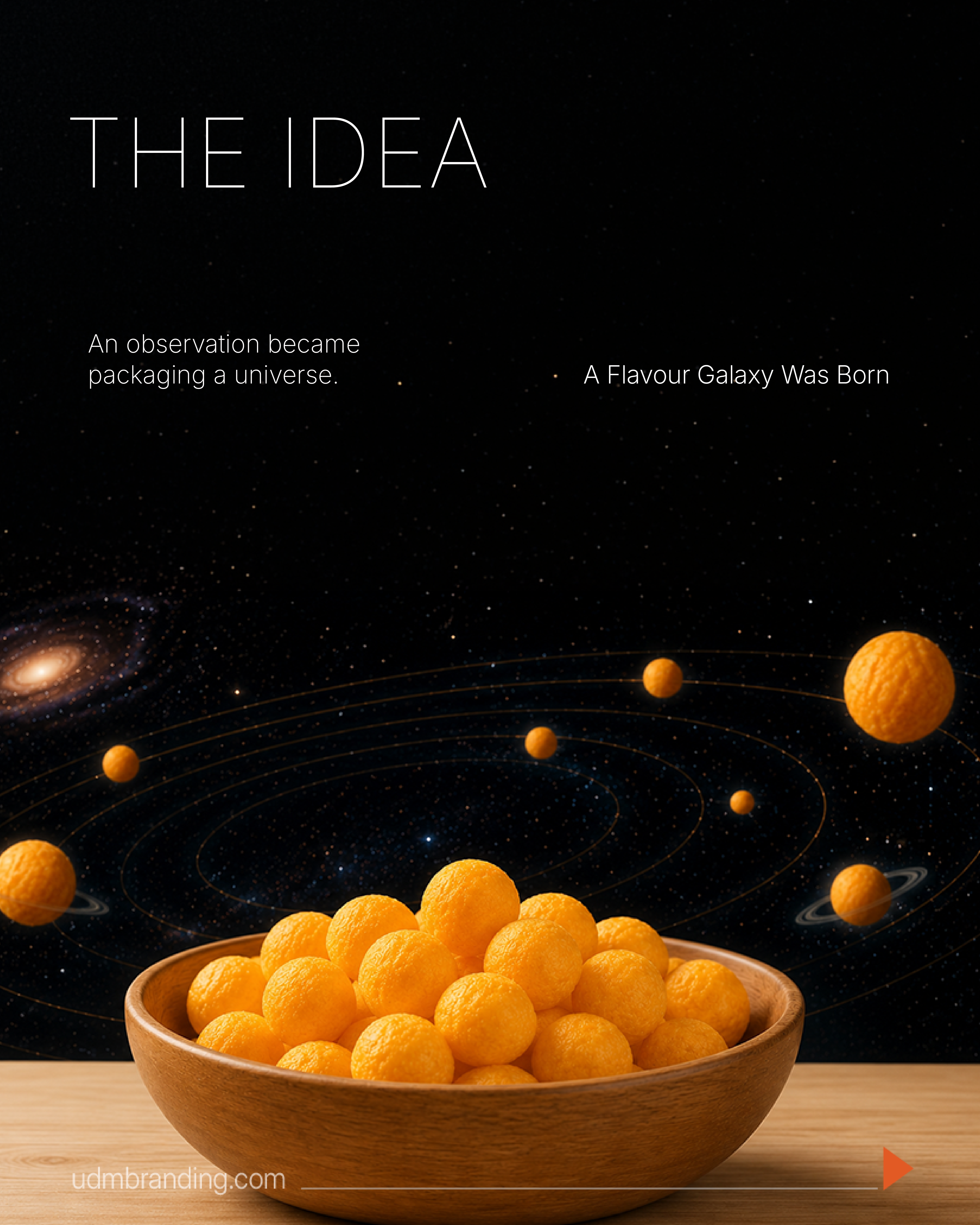 A2B Flavour Galaxy concept with corn snacks as planets