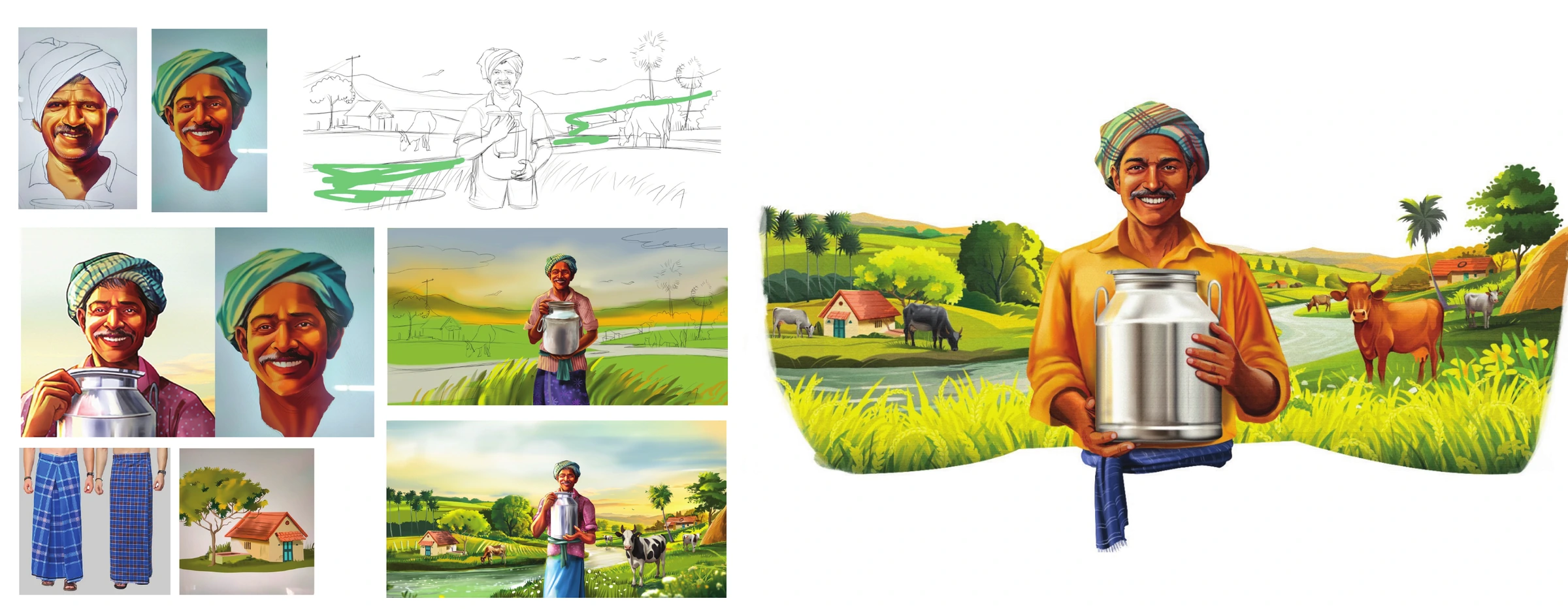 Development of the Annamalai farmer archetype and Delta Region illustration